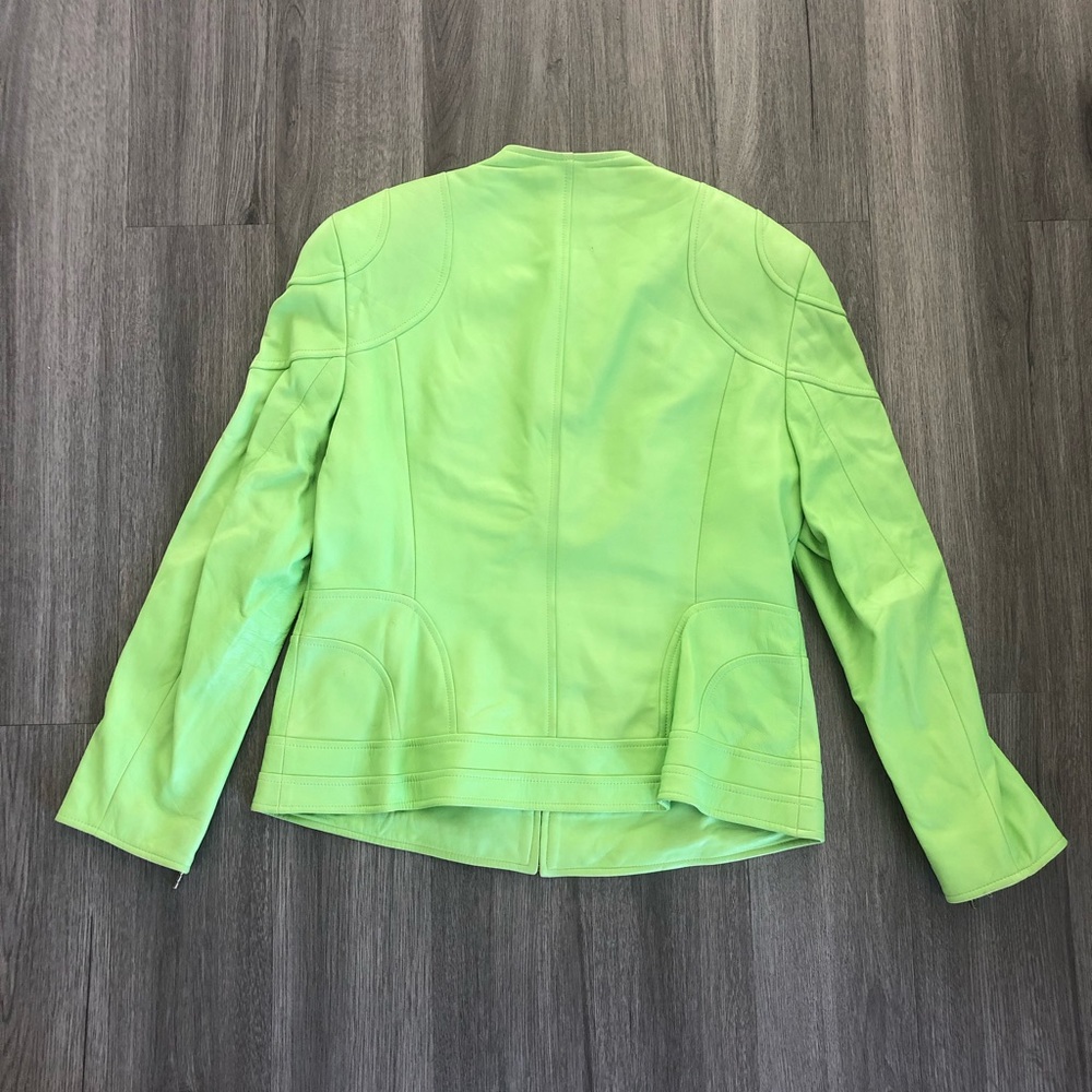 Escada Motorcycle Green Leather Jacket Coat - Picture 9 of 10